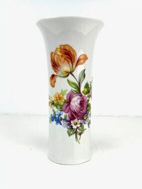 VINTAGE KAHLA 50's German Democratic Republic Porcelain Floral Hand Painted Vase